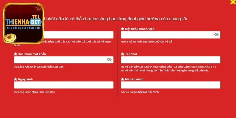 3 bước đăng ký tài khoản tại Thienhabet