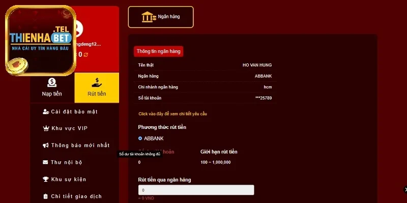 Hướng dẫn rút tiền tại Thienhabet đơn giản