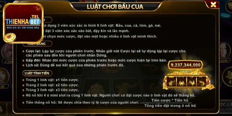 Luật chơi Bầu Cua Tôm Cá online tại Thienhabet